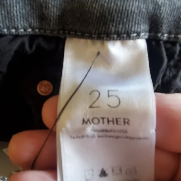 MOTHER HIGH WAISTED LOOKER . SKINNY LEG. SZ 25. STRETCH GREY. RAW HEM. - Picture 6 of 8
